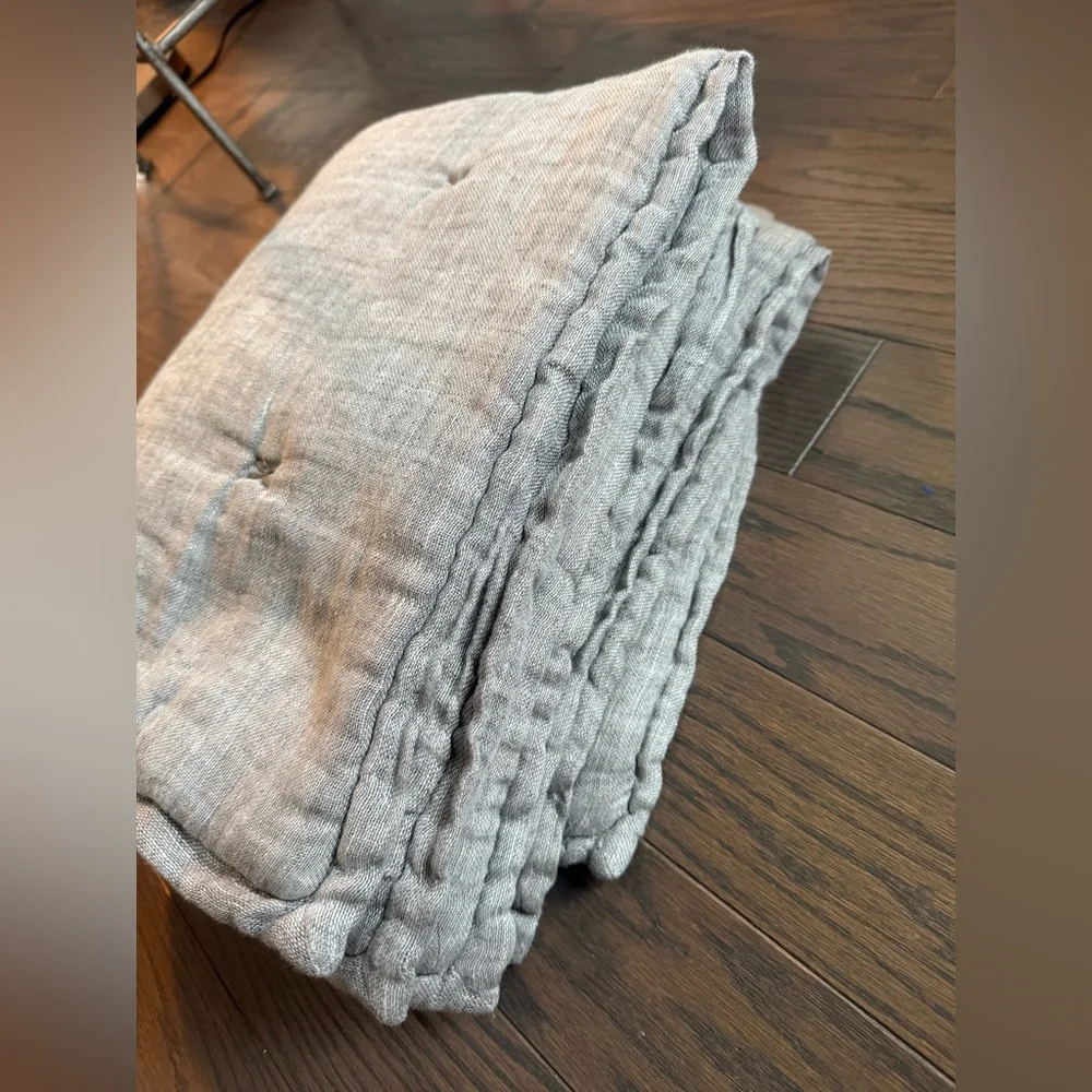 Restoration Hardware 2 Standard Grey Linen Gauze Shams 20x28